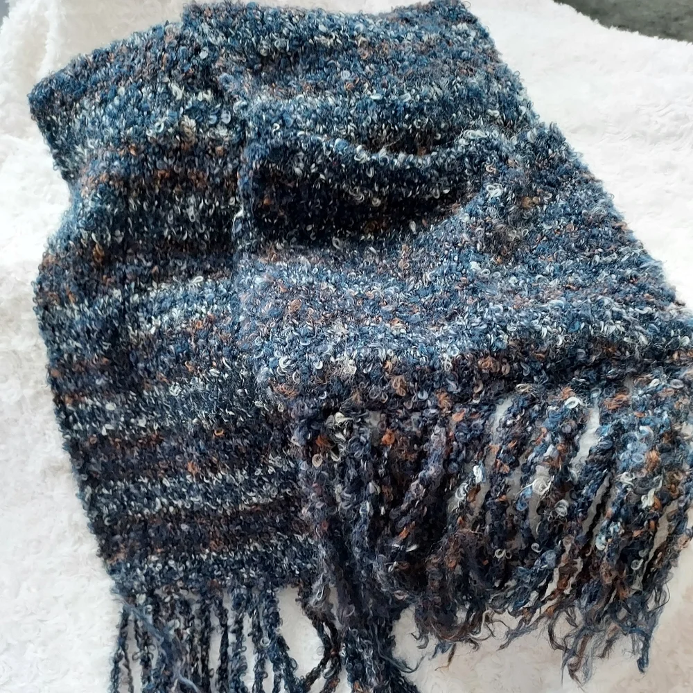 Chunky Oversized Neutral Long Knit Pocket Scarf 70